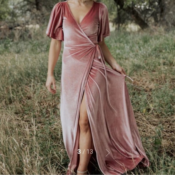 Meghan Velvet wrap maxi dress Baltic born pink - Picture 4 of 9